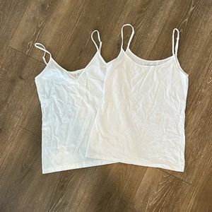 White camis- 1 scoop neck, 1 slight V neck